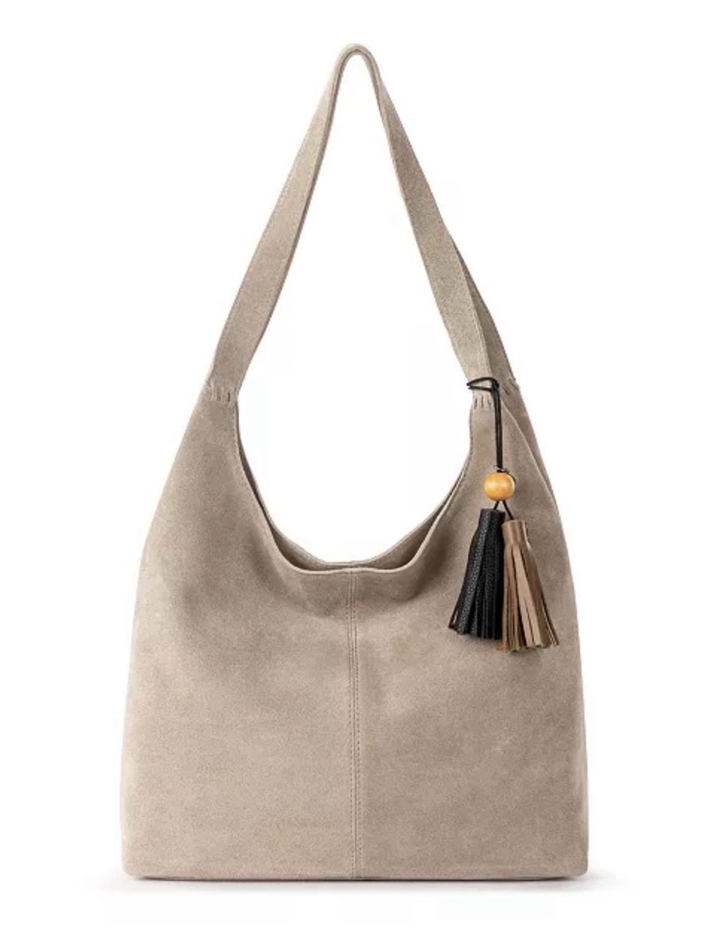 The Sak Huntley Leather Hobo Bag NWT Sand Suede Shoulder Tote Tassel $229